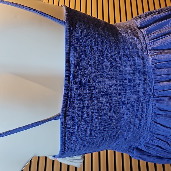 Size M shirred bust embroidered summer slip dress, adjustable straps - Picture 6 of 12